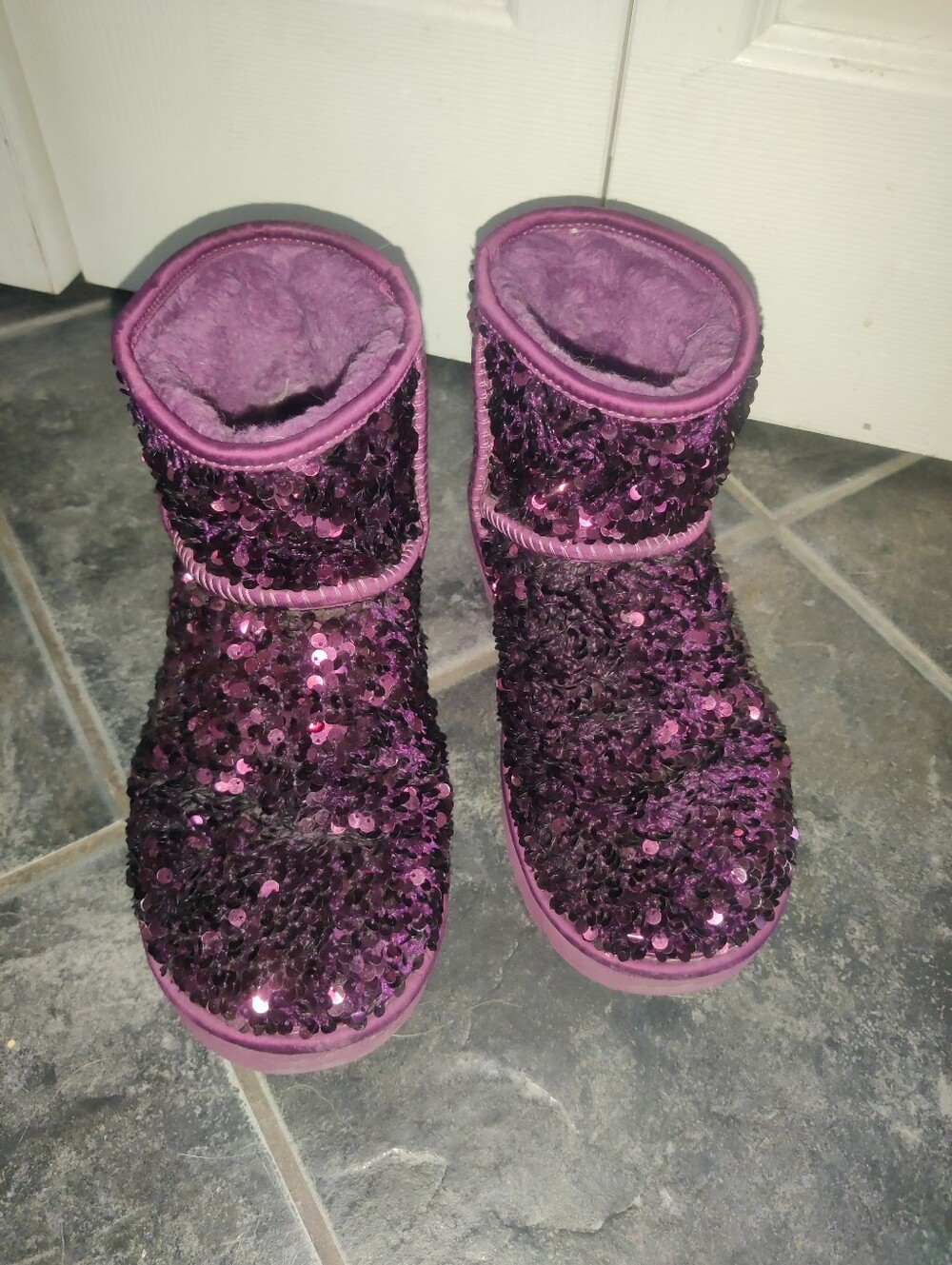 UGG Classic Mini Chunky Purple Sequin Boot